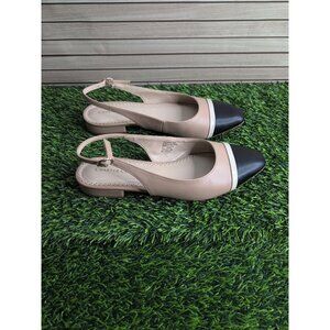Charter Club Avrill Slingback Flats Size 8 Beige Black Cap Toe Shoes Classic